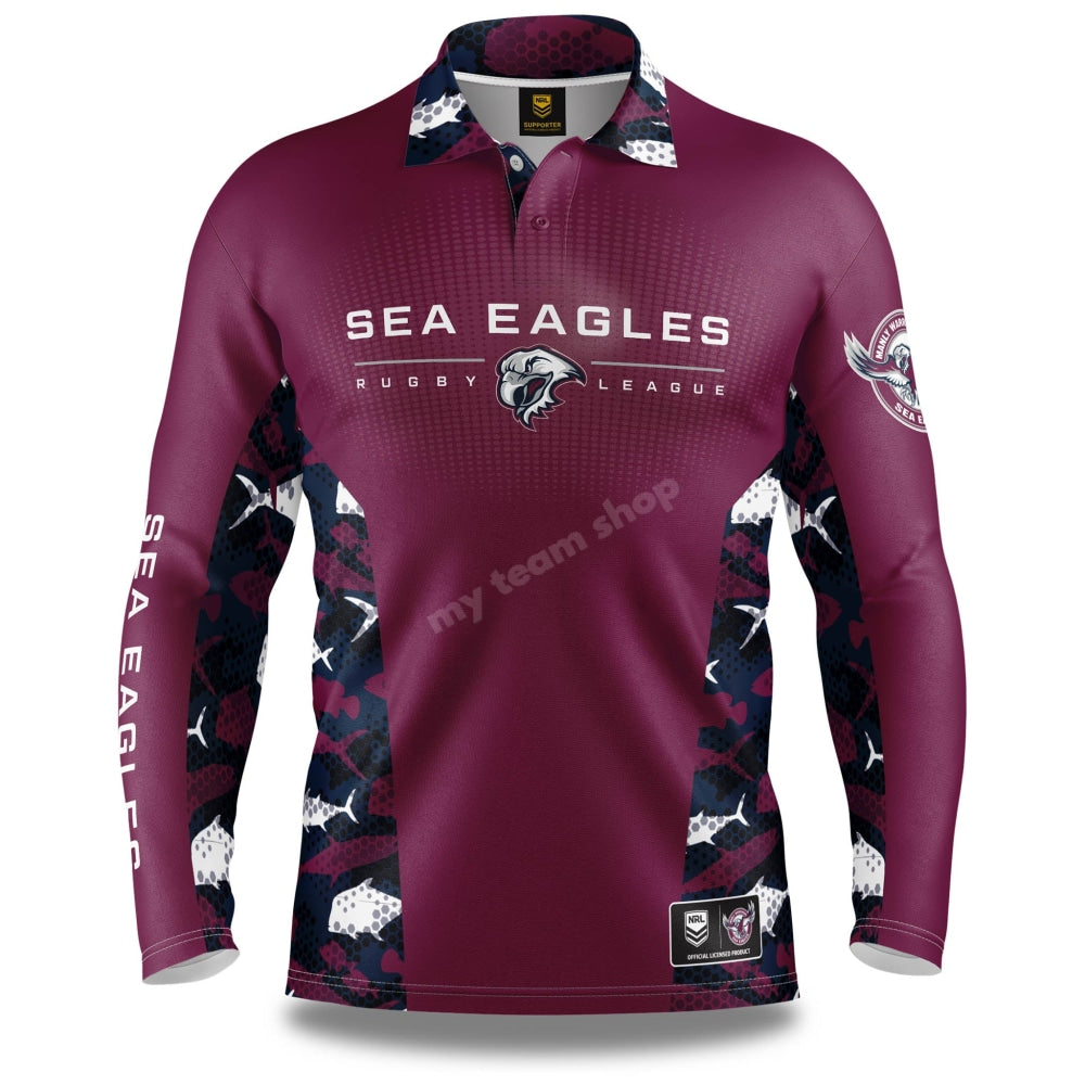 Manly Sea Eagles NRL Reef Runner Fishing Shirt Shirts & Tops