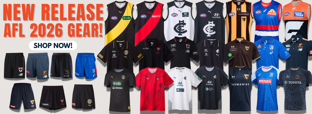 Promotional Banner for New Release range of 2026 AFL Merchandise