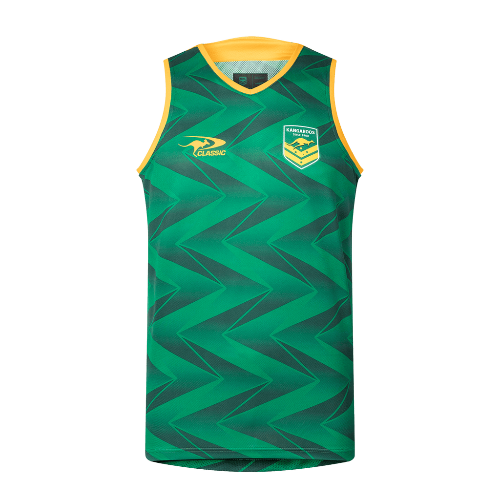 AUSTRALIAN KANGAROOS 2025 NRL TRAINING SINGLET GREEN