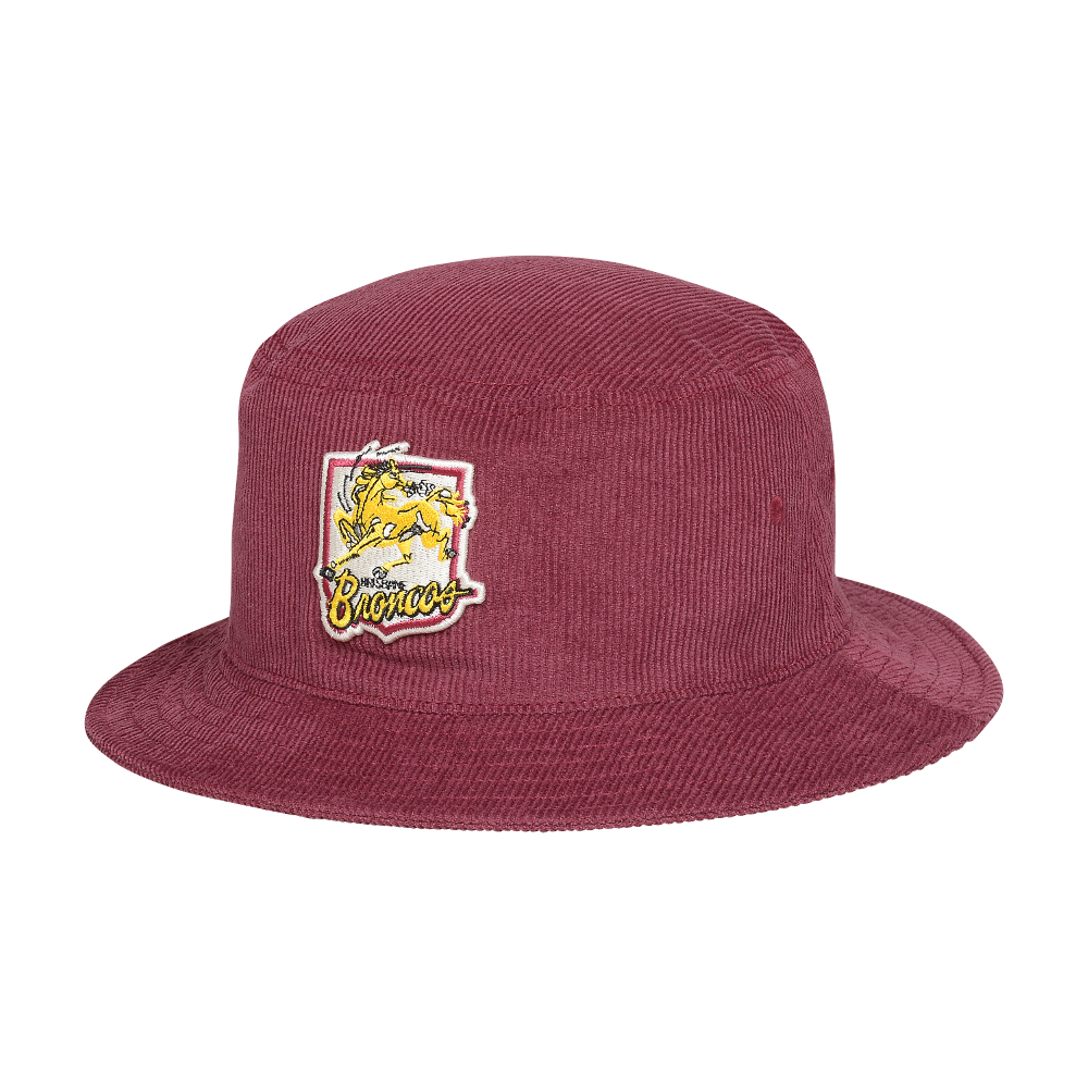 BRISBANE BRONCOS NRL CORDUROY BUCKET HAT FRONT