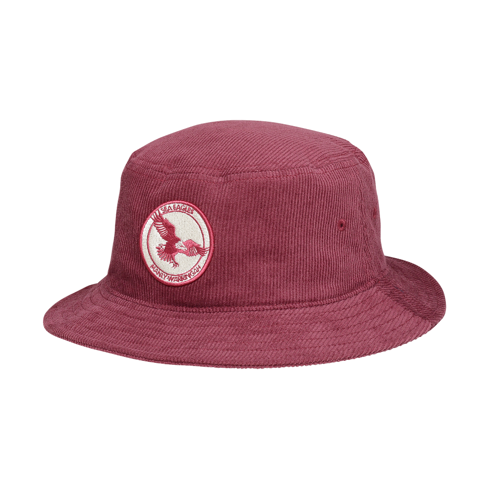 MANLY SEA EAGLES NRL CORDUROY BUCKET HAT FRONT