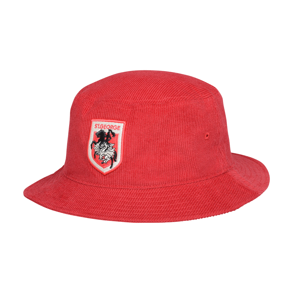 ST. GEORGE DRAGONS NRL CORDUROY BUCKET HAT FRONT