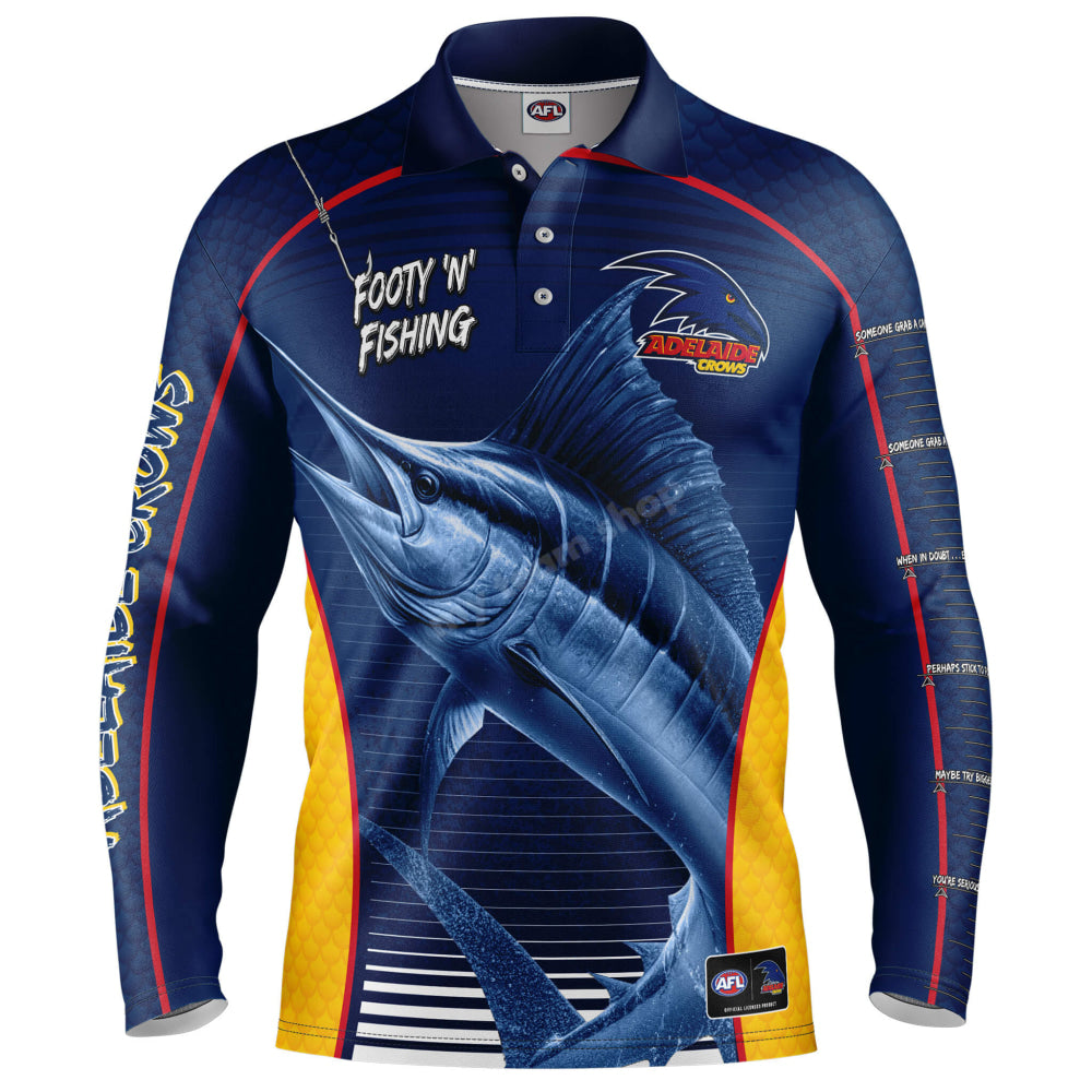 Adelaide Crows Afl ’Marlin’ Fishing Shirt Nrl Fishing Shirt