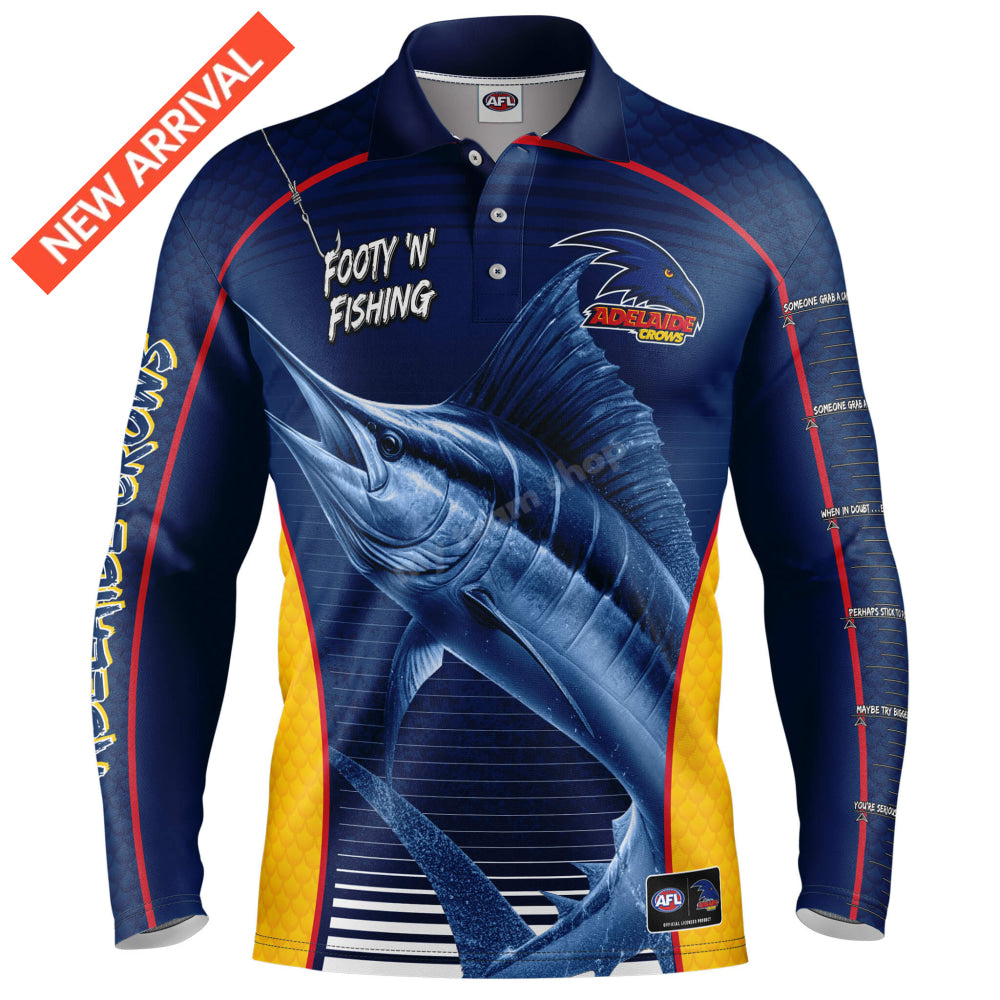 Adelaide Crows Afl ’Marlin’ Fishing Shirt Nrl Fishing Shirt