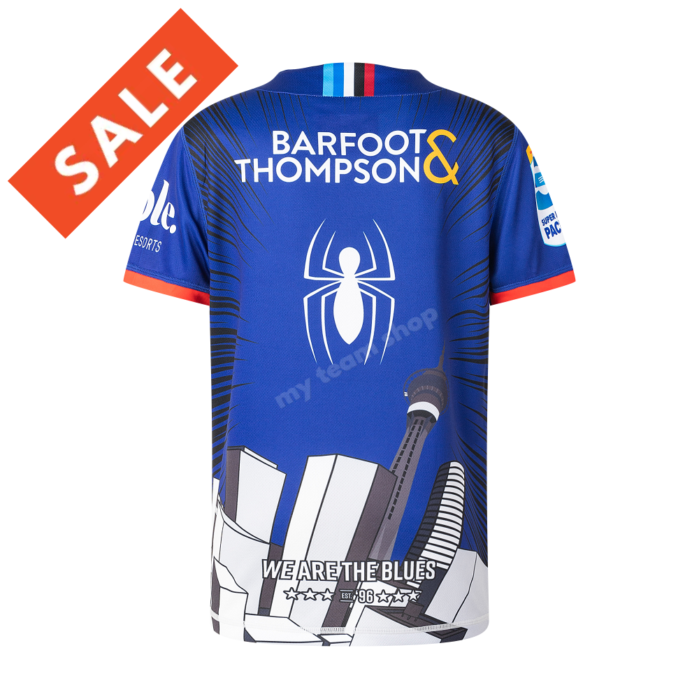 BLUES RUGBY SPIDERMAN YOUTH MARVEL WARM UP TEE Rugby Warm up Tee