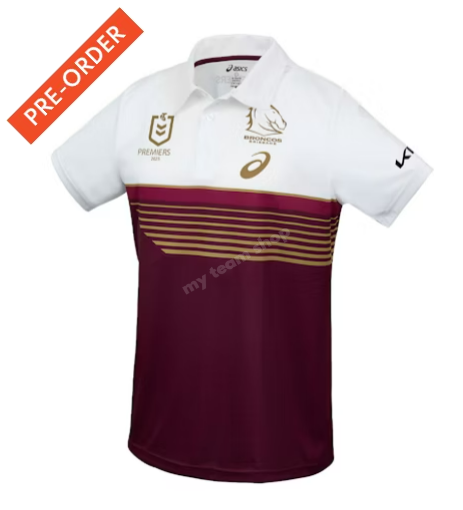 BRISBANE BRONCOS 2025 NRL ASICS PREMIERS POLO NRL Premiers Polo