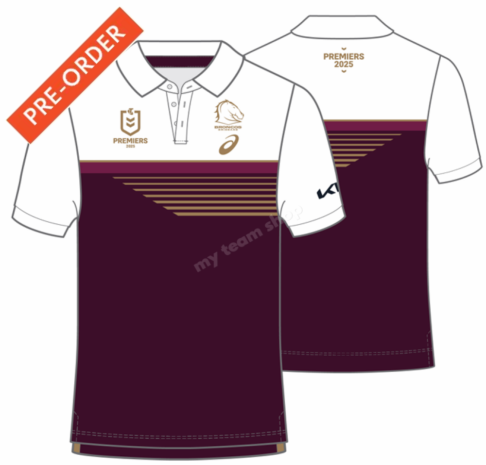 BRISBANE BRONCOS 2025 NRL ASICS PREMIERS POLO NRL Premiers Polo