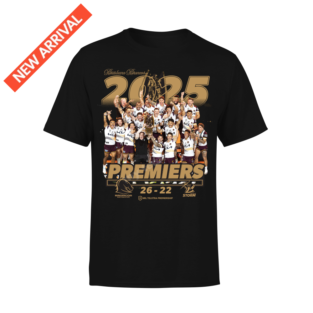 BRISBANE BRONCOS 2025 NRL PREMIERS PHOTO TEE NRL Premiers Photo Tee
