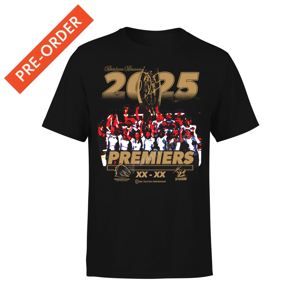 BRISBANE BRONCOS 2025 NRL PREMIERS PHOTO TEE NRL Premiers Photo Tee