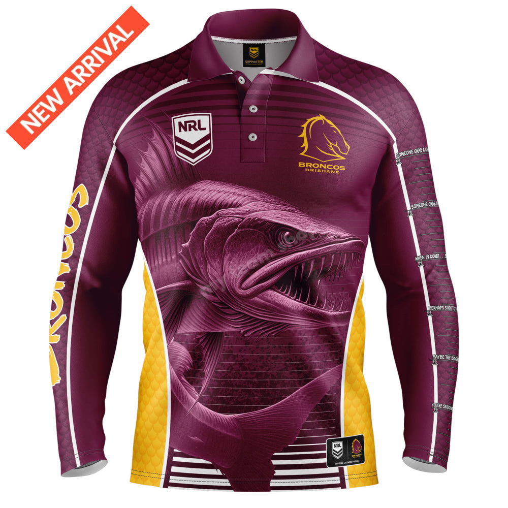 Brisbane Broncos Nrl ’Barracuda’ Fishing Shirt Fishing Shirt