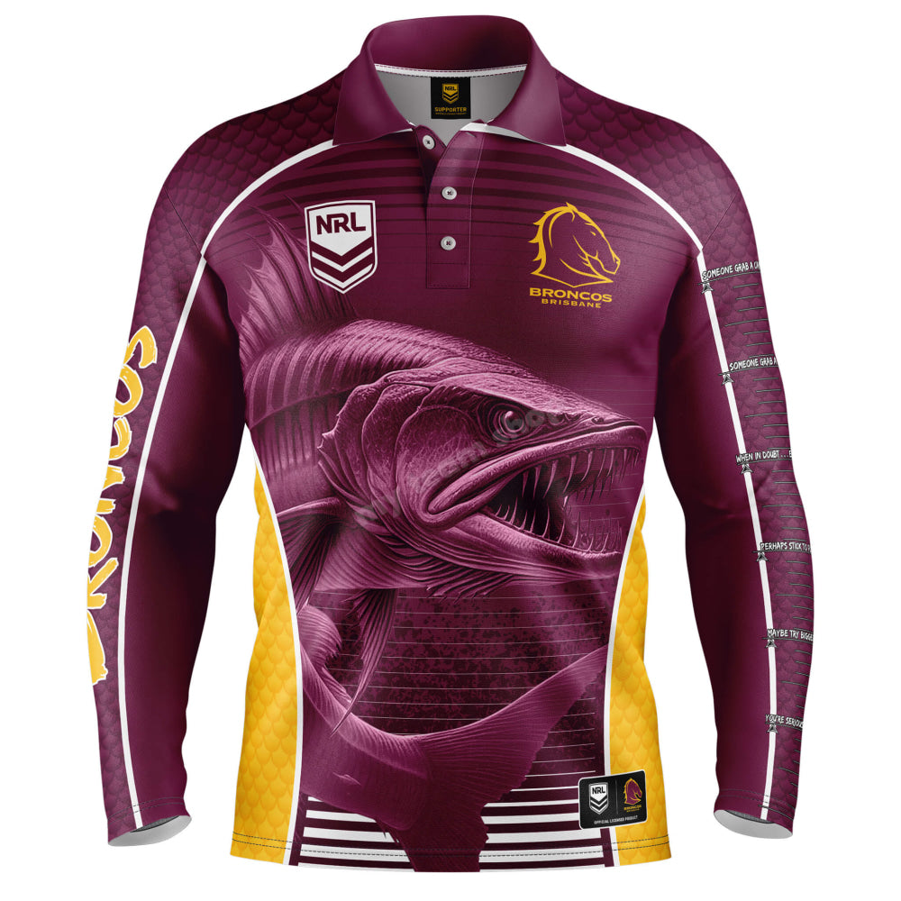 Brisbane Broncos Nrl ’Barracuda’ Fishing Shirt Fishing Shirt