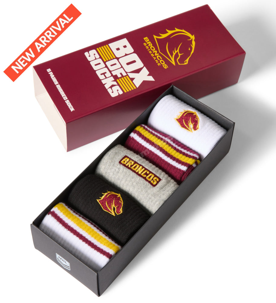 BRISBANE BRONCOS NRL EVERYDAY BOX OF SOCKS NRL Everyday Socks