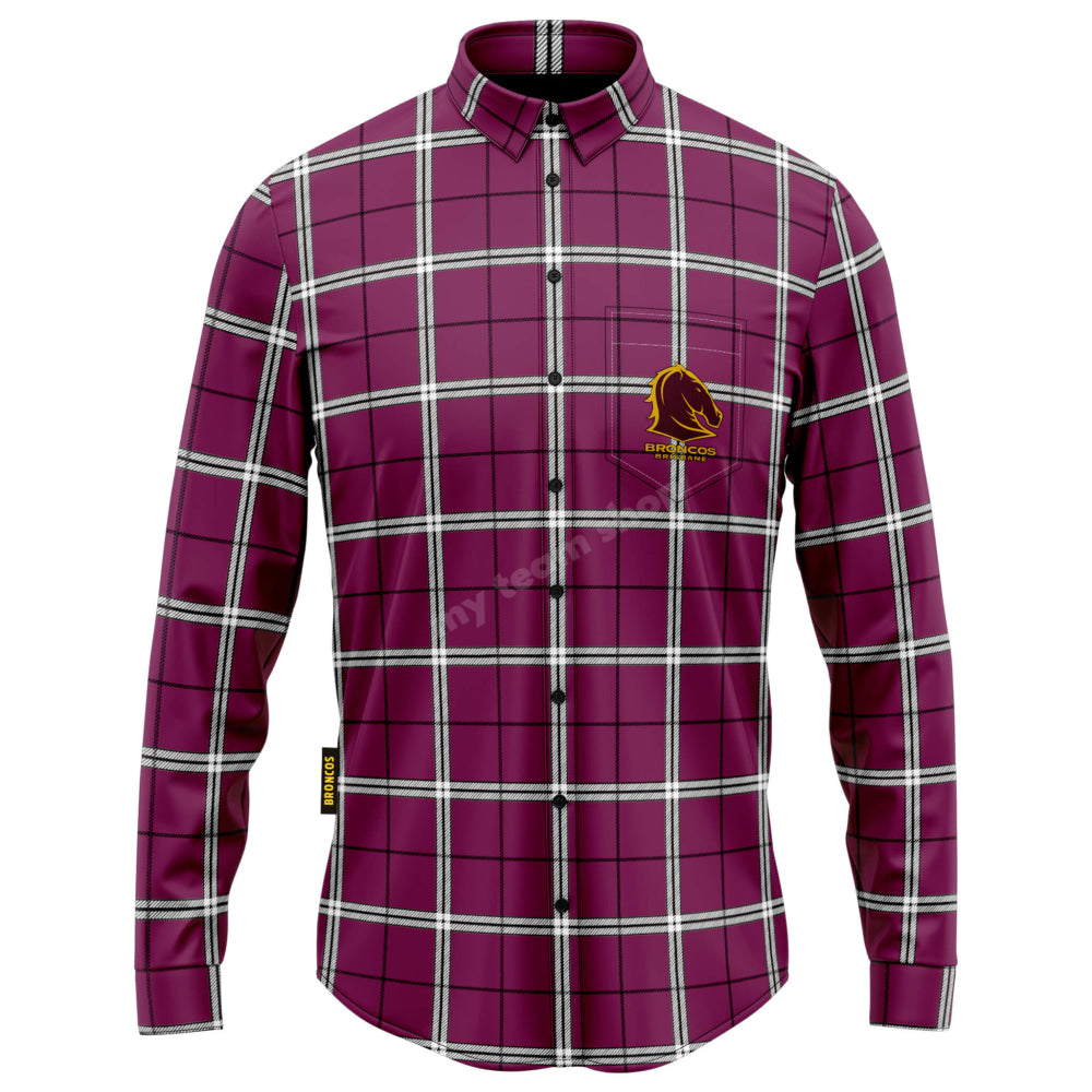 Brisbane Broncos Nrl ’Mustang’ Flannel Shirt Front
