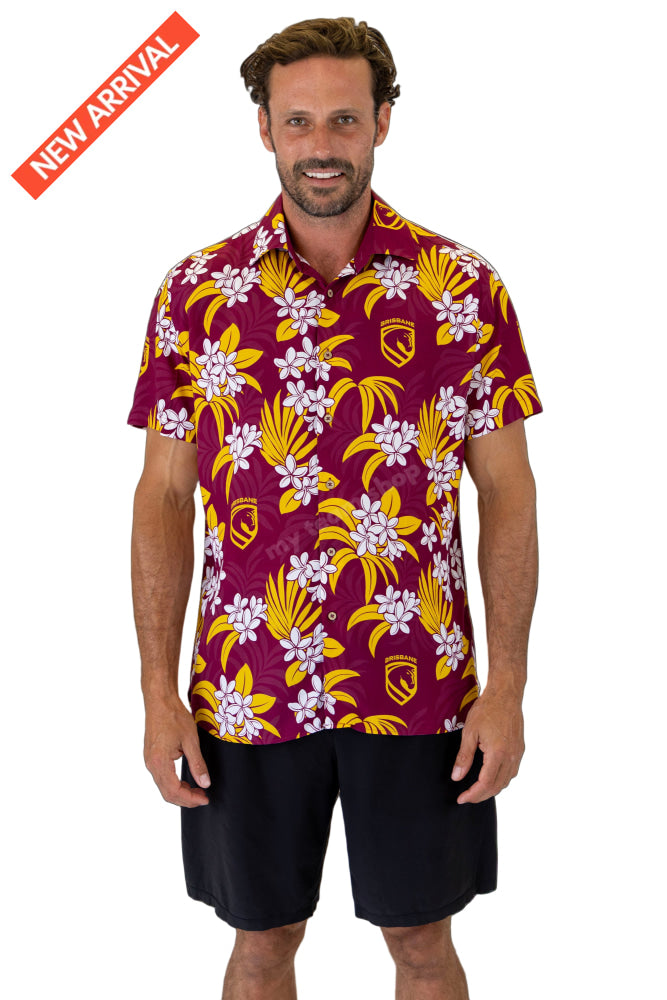 BRISBANE BRONCOS NRL ''REEF'' HAWAIIAN SHIRT