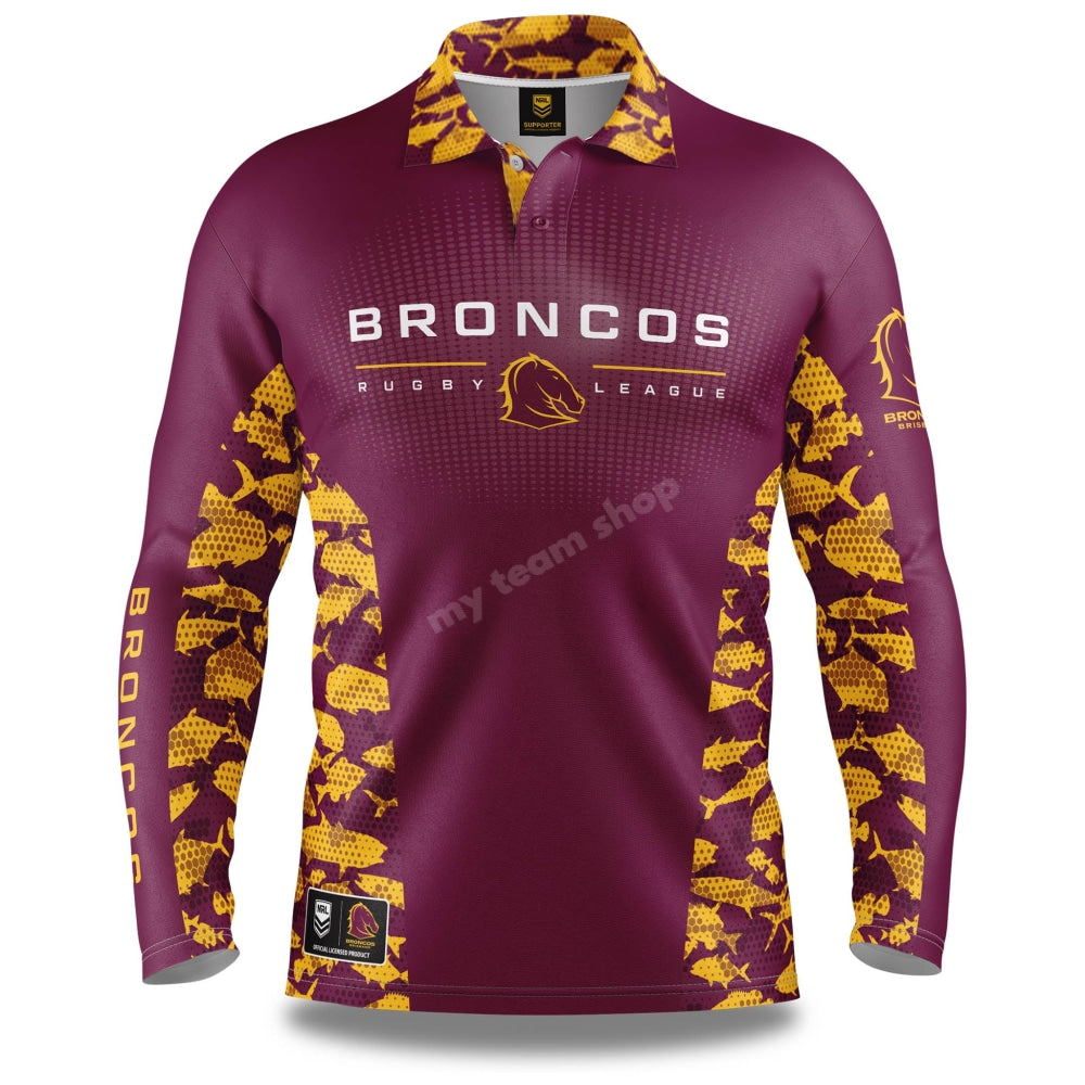 Brisbane Broncos NRL Reef Runner Fishing Shirt Shirts & Tops