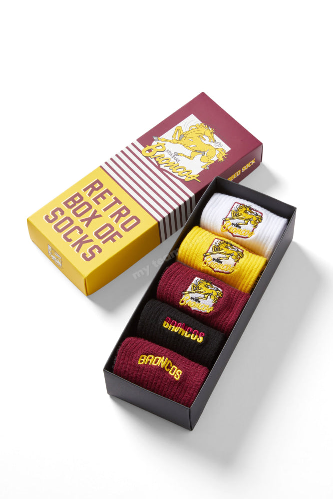 Brisbane Broncos Nrl Retro Box Of Socks Retro Socks