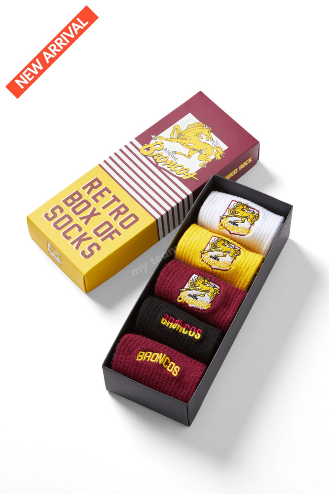 Brisbane Broncos Nrl Retro Box Of Socks Retro Socks