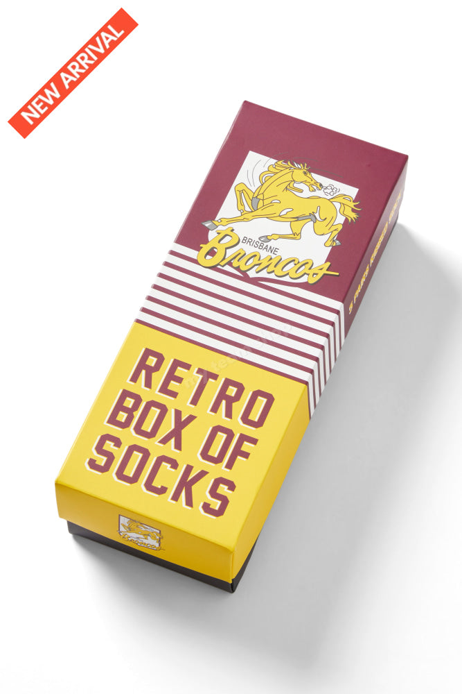 Brisbane Broncos Nrl Retro Box Of Socks Retro Socks