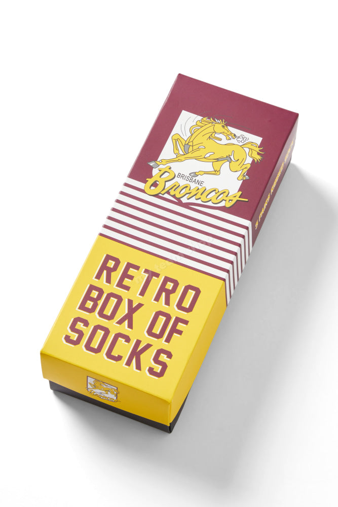 Brisbane Broncos Nrl Retro Box Of Socks Retro Socks