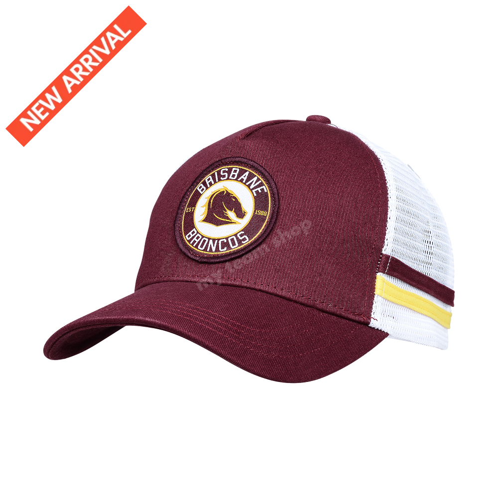 Brisbane Broncos Nrl Stripe Trucker Caps Headwear