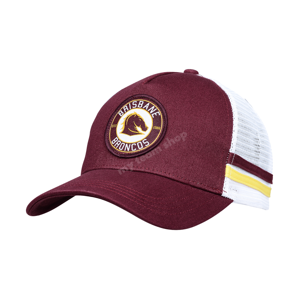 Brisbane Broncos Nrl Stripe Trucker Caps Headwear