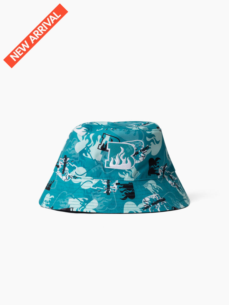 BRISBANE HEAT BBL REVERSIBLE BUCKET HAT L/XL CRICKET Headwear