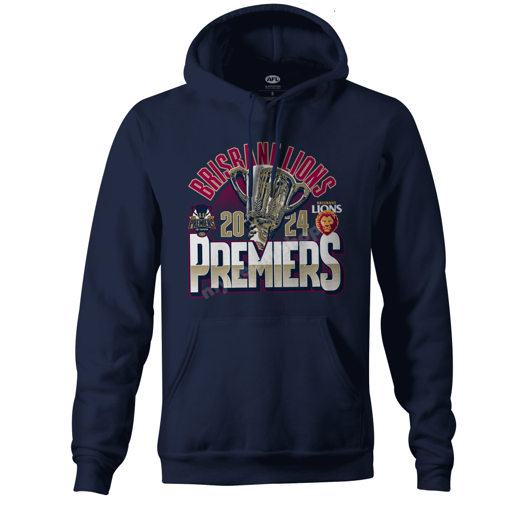 Brisbane Lions 2024 Afl Premiers Trophy Hoodie Trophy Hoodie