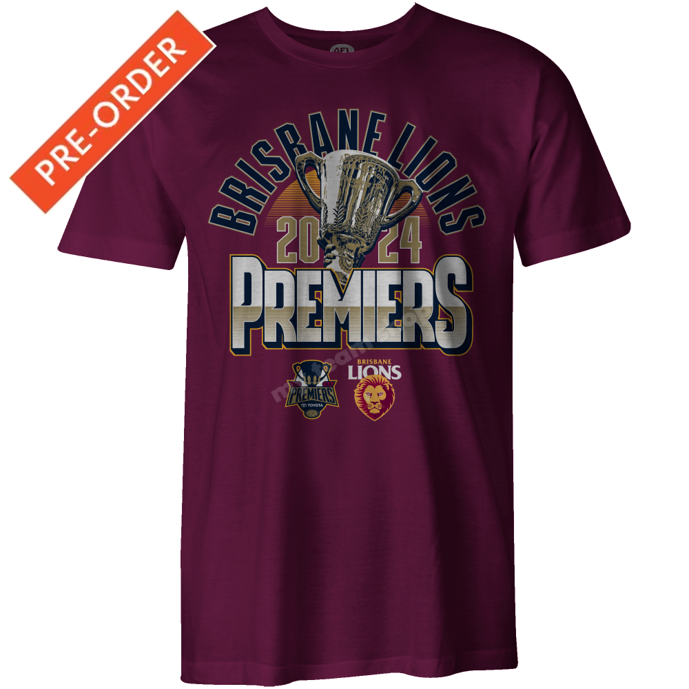 Brisbane Lions 2024 Afl Premiers Trophy Tee Trophy Tee