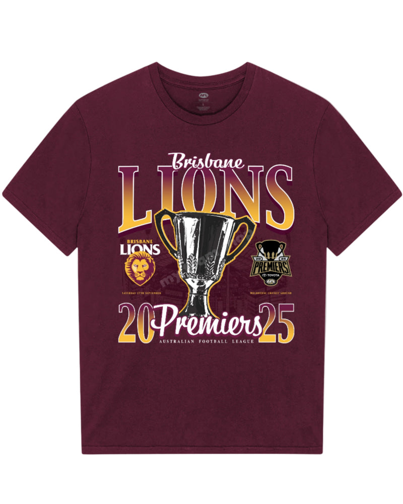 BRISBANE LIONS 2025 AFL PREMIERS CUP TEE AFL Premiership Tee