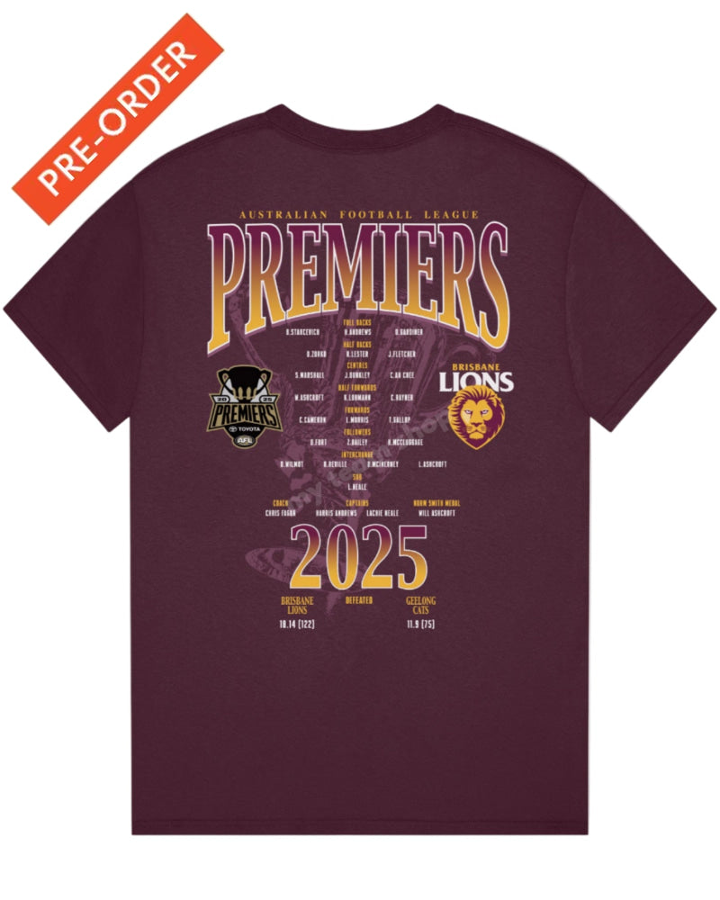 BRISBANE LIONS 2025 AFL PREMIERS CUP TEE AFL Premiership Tee