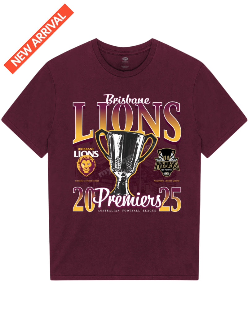 BRISBANE LIONS 2025 AFL PREMIERS CUP TEE AFL Premiership Tee