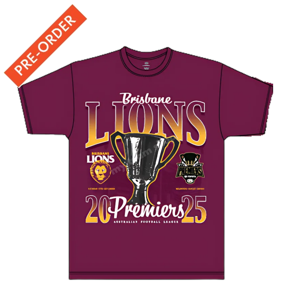 BRISBANE LIONS 2025 AFL PREMIERS CUP TEE AFL Premiership Tee