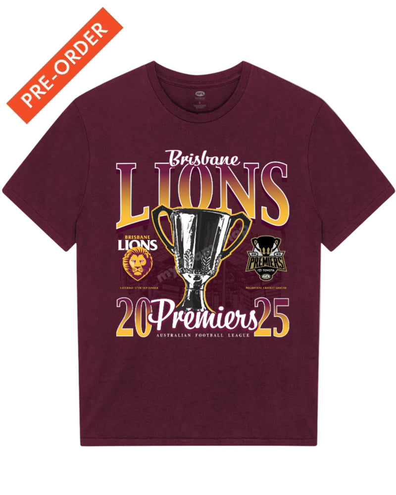 BRISBANE LIONS 2025 AFL PREMIERS CUP TEE AFL Premiership Tee