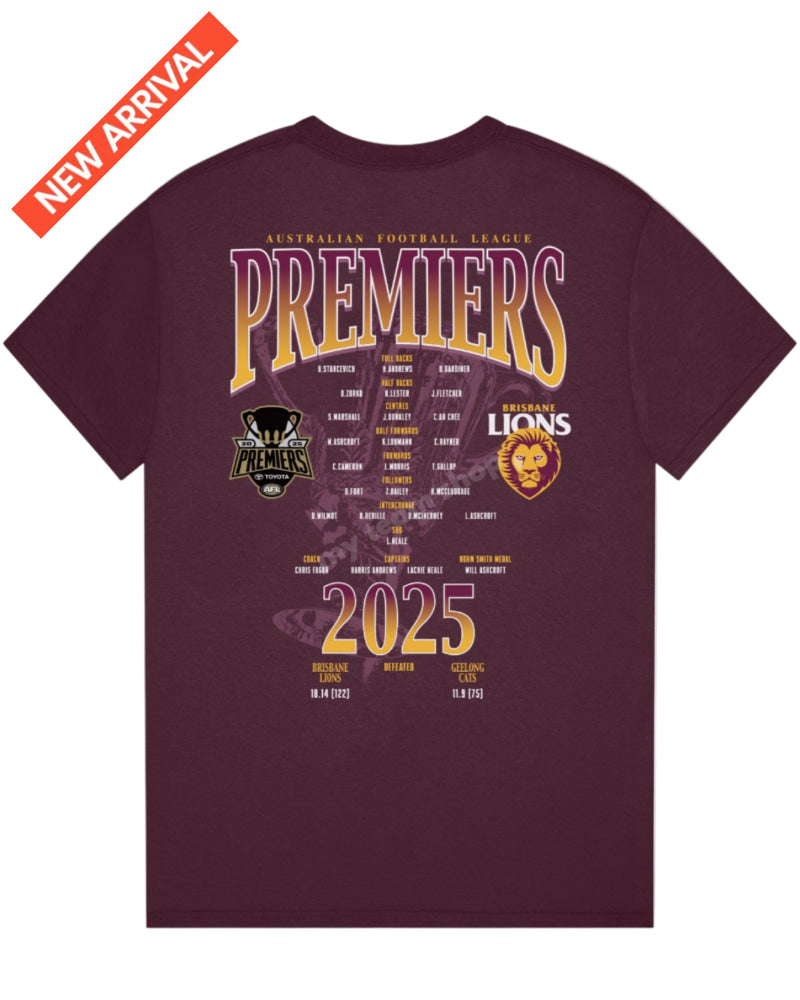 BRISBANE LIONS 2025 AFL PREMIERS CUP TEE AFL Premiership Tee