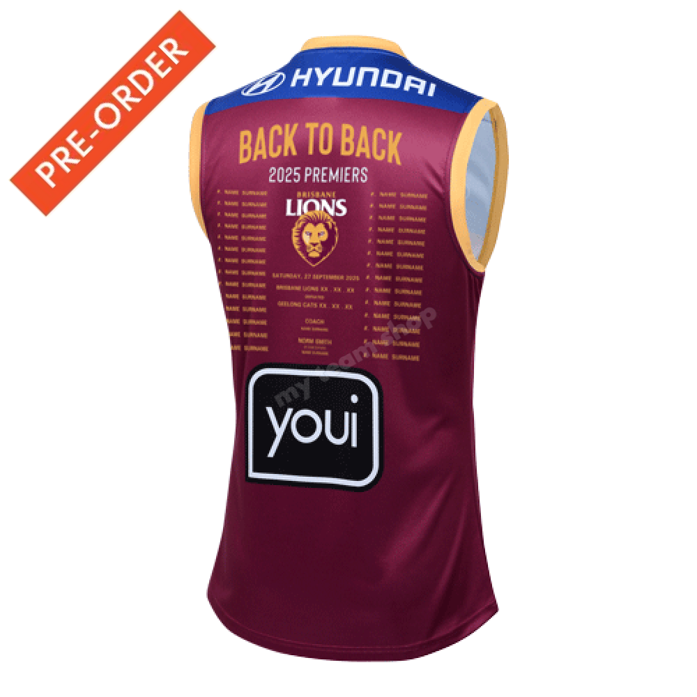 BRISBANE LIONS 2025 AFL PREMIERS HOME GUERNSEY AFL Guernsey