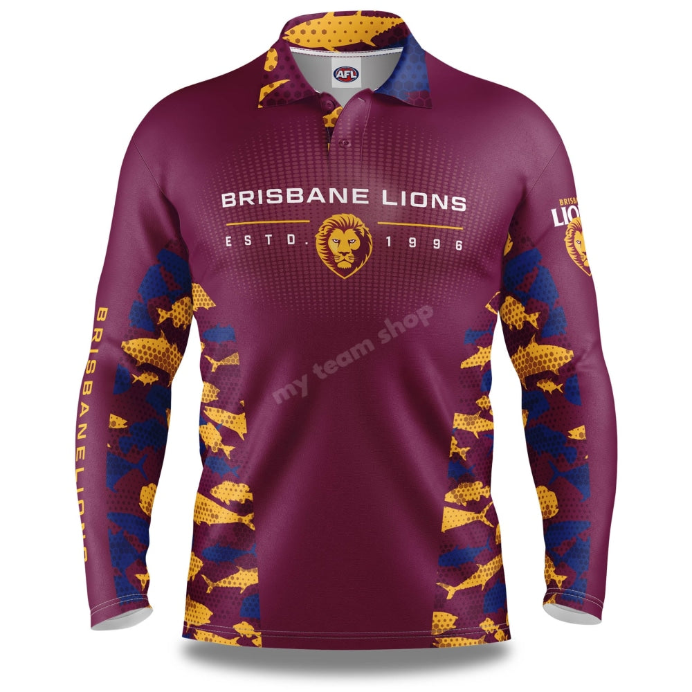 Brisbane Lions AFL Reef Runner Fishing Shirt Shirts & Tops