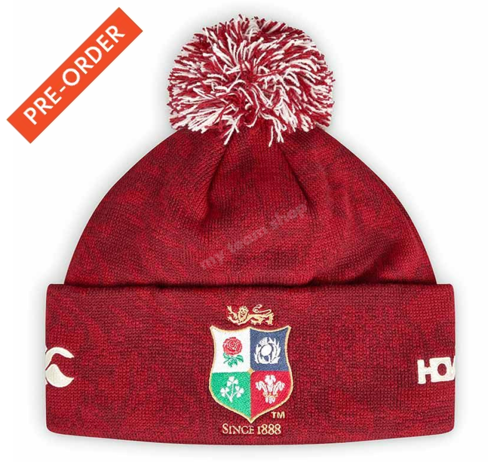 BRITISH & IRISH LIONS CCC BOBBLE HAT RED Rugby Headwear