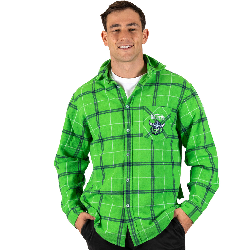 Canberra Raiders Nrl ’Mustang’ Flannel Shirt Model Front