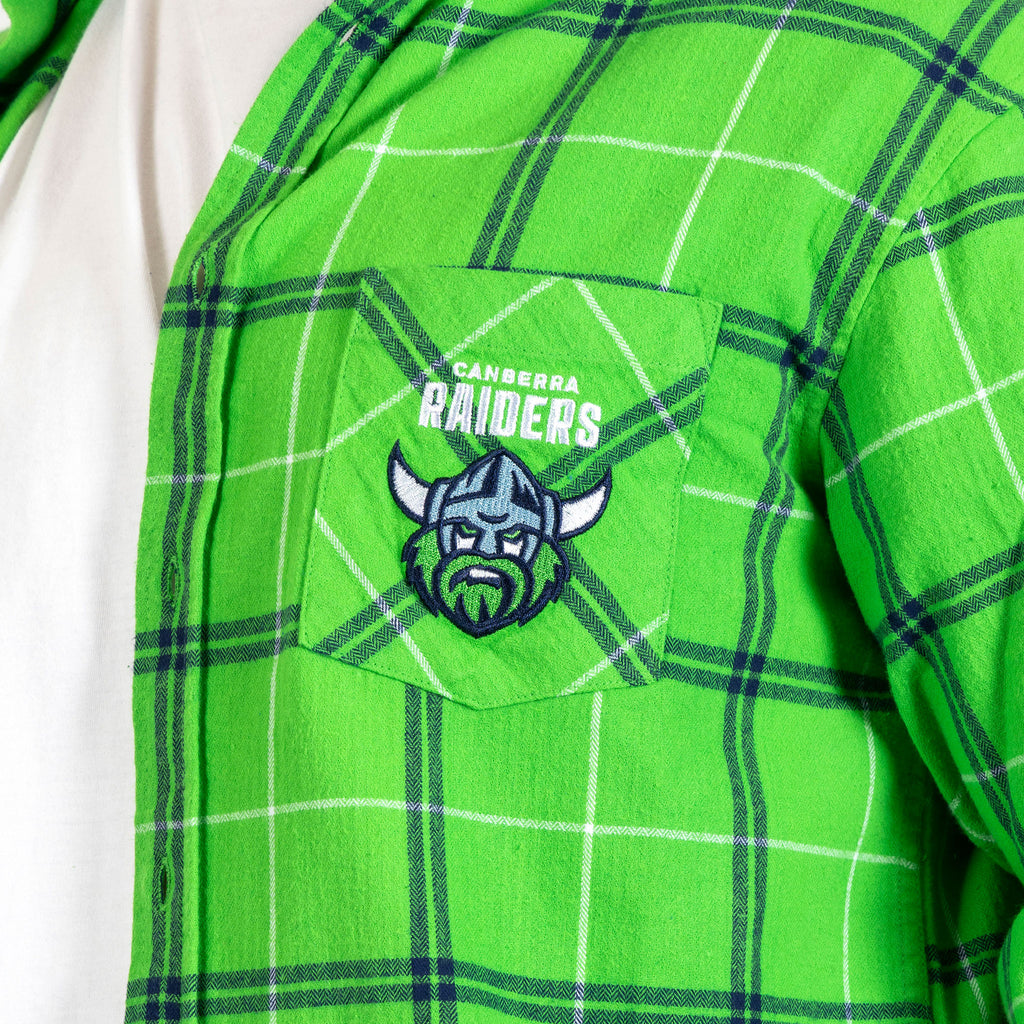 Canberra Raiders Nrl ’Mustang’ Flannel Shirt Pocket Logo