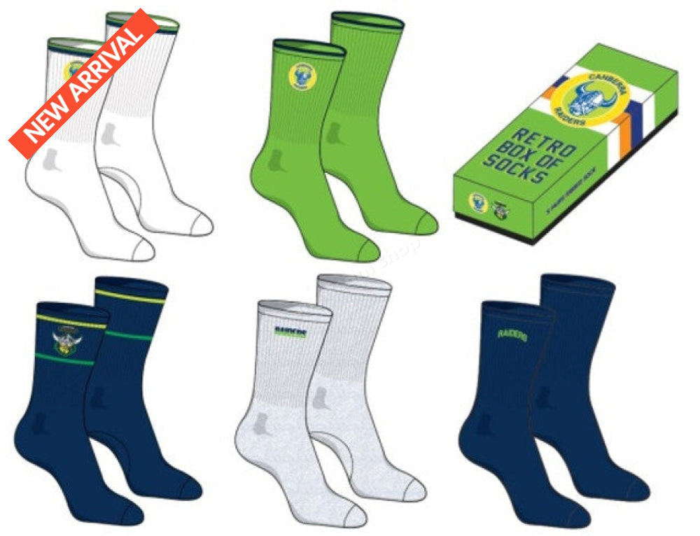 Canberra Raiders Nrl Retro Box Of Socks Retro Socks