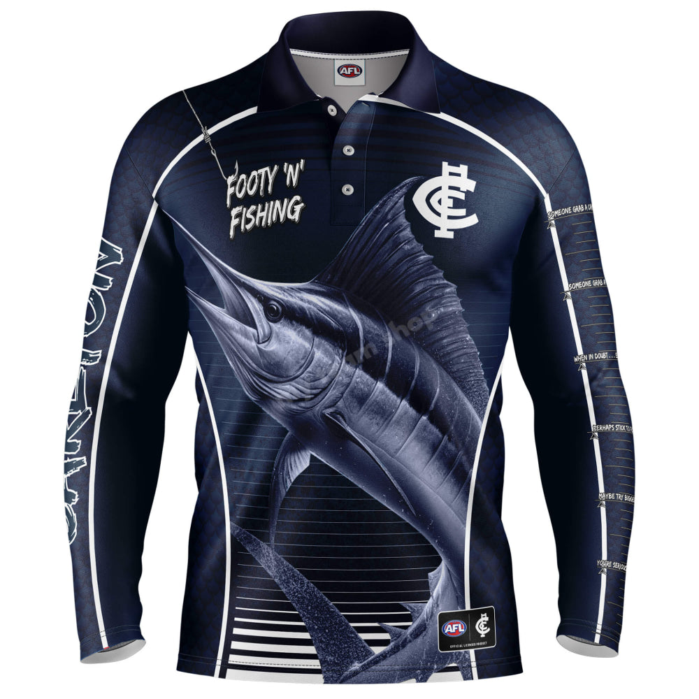 Carlton Blues Afl ’Marlin’ Fishing Shirt Nrl Fishing Shirt