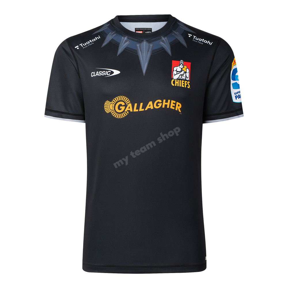 CHIEFS RUGBY BLACK PANTHER MARVEL WARM UP TEE Rugby Warm up Tee