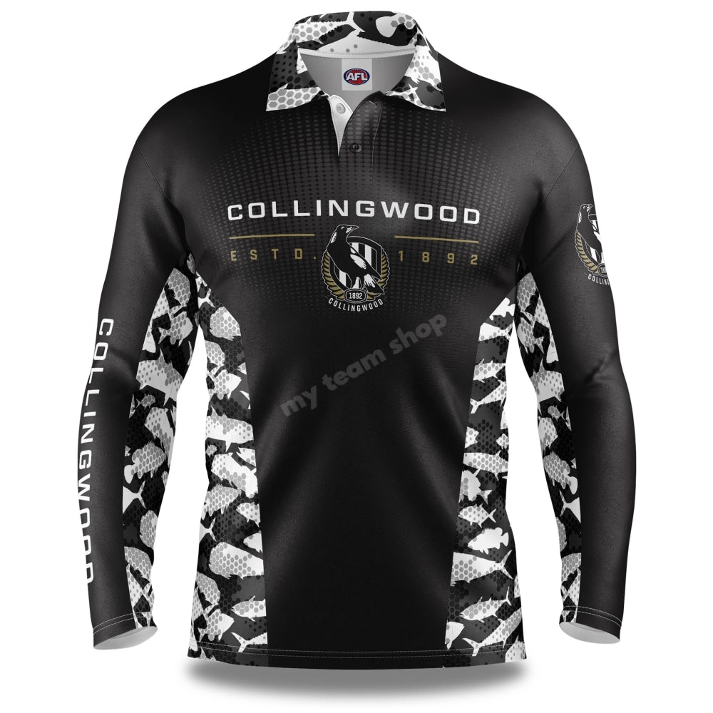 Collingwood Magpies AFL Reef Runner Fishing Shirt Shirts & Tops