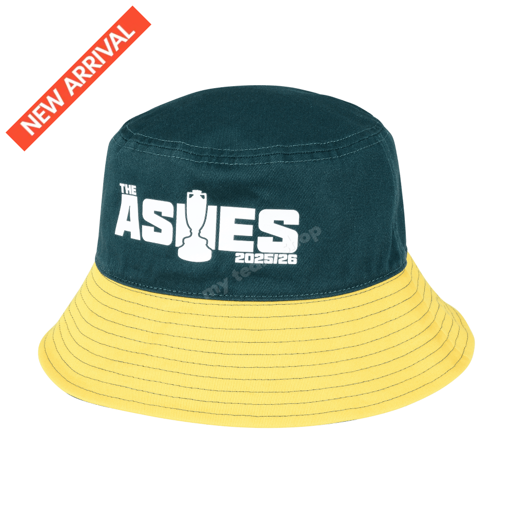 CRICKET AUSTRALIA ASHES 25/26 GREEN/GOLD REVERSIBLE BUCKET HAT