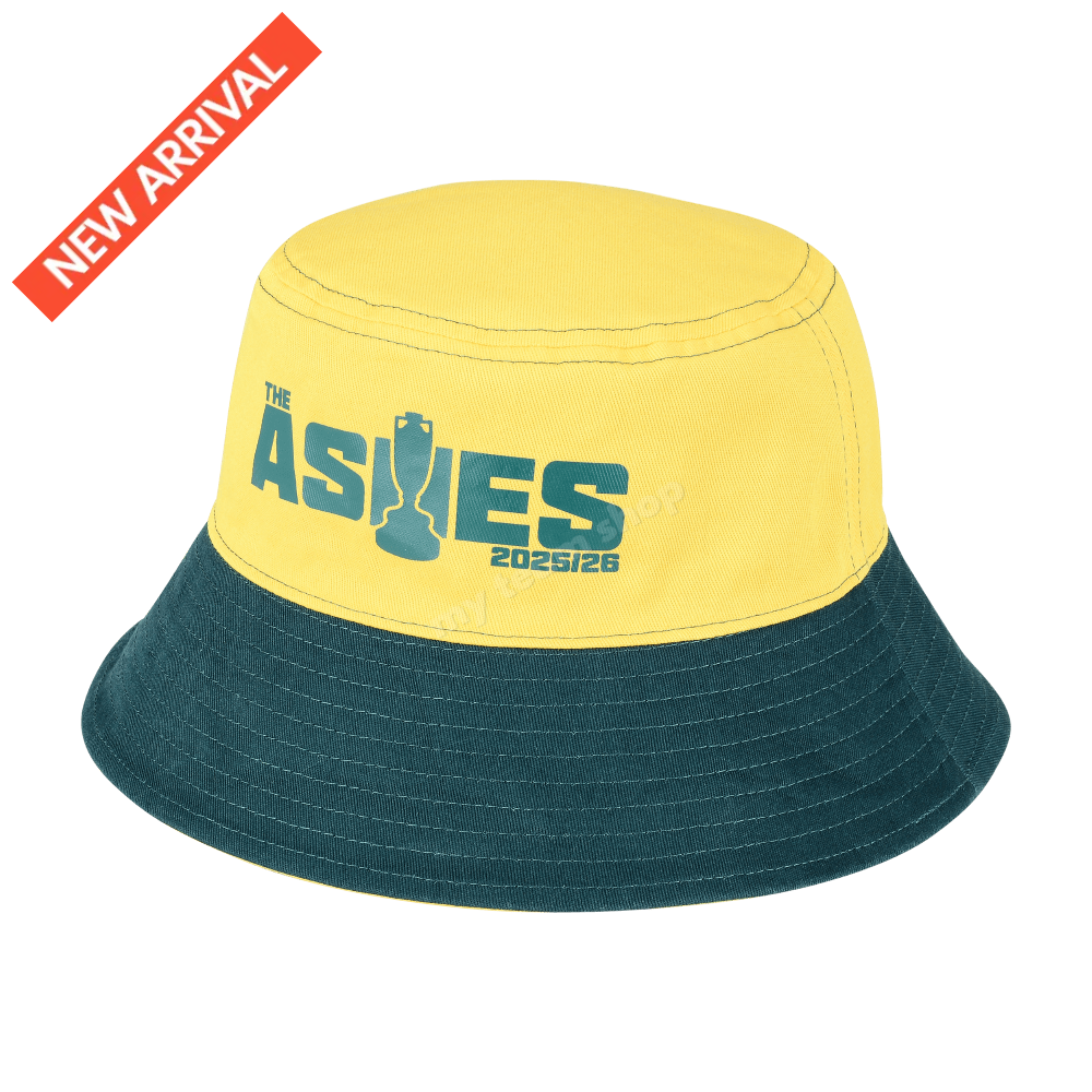 CRICKET AUSTRALIA ASHES 25/26 GREEN/GOLD REVERSIBLE BUCKET HAT