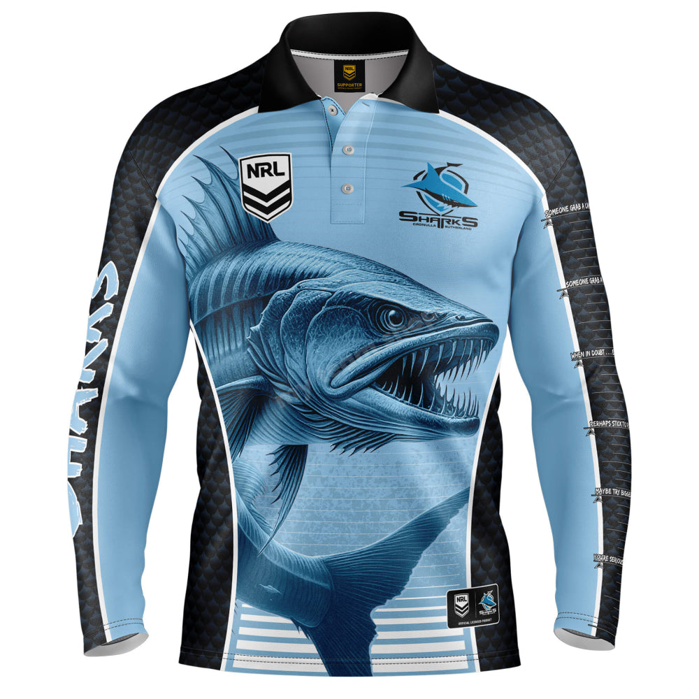 Cronulla-Sutherland Sharks Nrl ’Barracuda’ Fishing Shirt Fishing Shirt