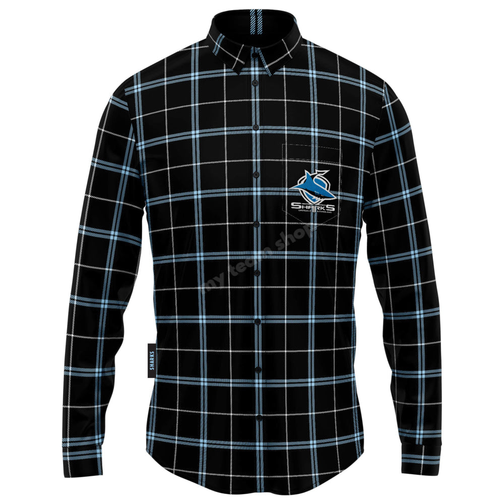 Cronulla-Sutherland Sharks Nrl ’Mustang’ Flannel Shirt Front
