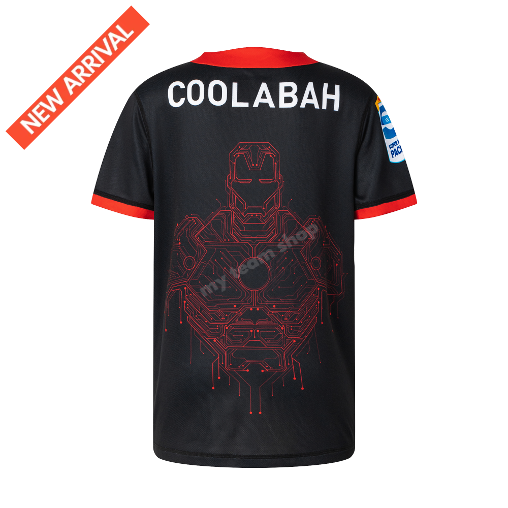 CRUSADERS RUGBY IRON MAN YOUTH MARVEL WARM UP TEE Rugby Warm up Tee