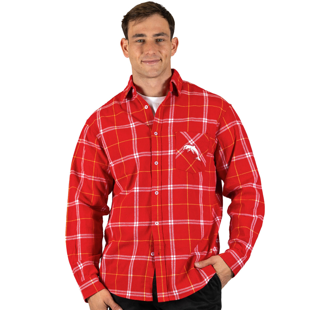 Dolphins Nrl ’Mustang’ Flannel Shirt Model Front