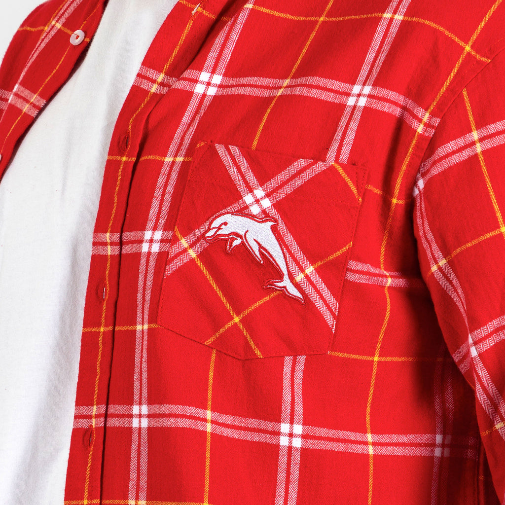 Dolphins Nrl ’Mustang’ Flannel Shirt Pocket Logo